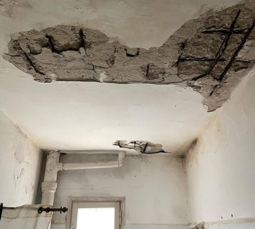 התקרה מתפוררת, ריח עז של עובש (צילום: איריס גלבוע)