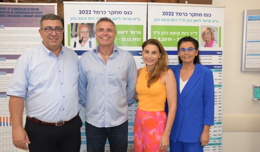 משפחת קיציס-כהן ז"ל עם פרופ' סליבא (צילום: אלי דדון וירון חזן)