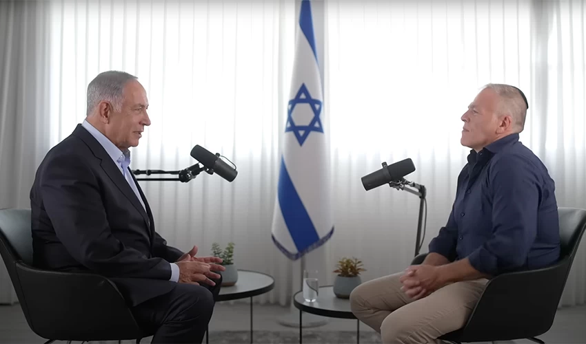 בנימין נתניהו ואראל סג"ל (צילום מתוך הפודקאסט)
