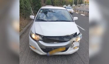 רכבו של א' אחרי התאונה עם חזיר הבר